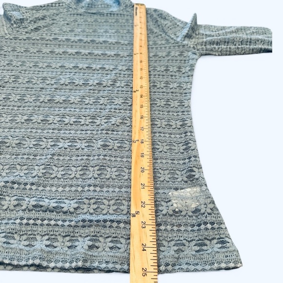 Anniewear Mesh Lace Top Size Medium Blue Long Sleeve Bell Flared Cuffs Pull On - Picture 10 of 11